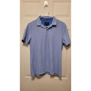 Banana Republic Luxury Touch Blue Micro Print Polo Shirt Small Standard Fit